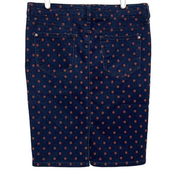 Pilcro and the letterpress Women's Stretch Dot Navy Pencil Mid Skirt Size 27 - Picture 2 of 8